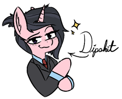 Size: 401x327 | Tagged: safe, artist:pinkberry, imported from derpibooru, oc, oc only, oc:mae (pinkberry), semi-anthro, unicorn, :3, adjusting cuff, adjusting cuffs, business suit, businessmare, clothes, colored sketch, doodle, female, like a boss, simple background, smug, solo, white background