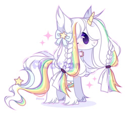 Size: 1280x1149 | Tagged: safe, artist:fenix-artist, imported from derpibooru, oc, oc only, pony, unicorn, braid, female, horn, mare, multicolored hair, rainbow hair, simple background, smiling, solo, unicorn oc, white background