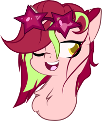Size: 1501x1789 | Tagged: safe, artist:c.a.m.e.l.l.i.a, imported from derpibooru, oc, oc only, oc:camelli glory, unicorn, female, happy, mare, simple background, solo, sunglasses, transparent background