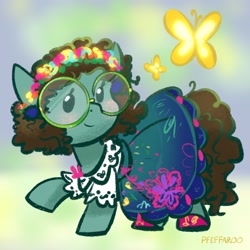 Size: 2048x2048 | Tagged: safe, artist:pfeffaroo, imported from derpibooru, earth pony, pony, encanto, glasses, mirabel madrigal, ponified, solo