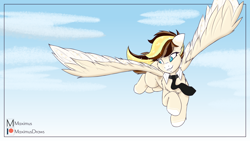 Size: 3840x2160 | Tagged: safe, artist:maximus, imported from derpibooru, oc, oc only, pegasus, pony, flying, necktie, solo