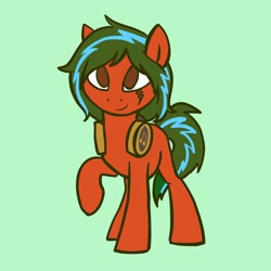 Size: 2048x2048 | Tagged: safe, artist:pfeffaroo, imported from derpibooru, oc, oc only, earth pony, pony, green background, headphones, simple background, solo