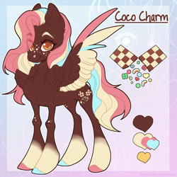 Size: 1280x1280 | Tagged: safe, artist:sadelinav, imported from derpibooru, oc, oc:coco charm, pegasus, pony, colored wings, female, mare, multicolored wings, solo, wings