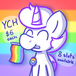 Size: 800x800 | Tagged: safe, imported from derpibooru, alicorn, earth pony, pegasus, pony, unicorn, commission, pride, pride flag, pride month, pride ponies, solo, your character here