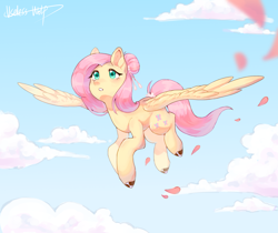 Size: 2378x2000 | Tagged: safe, artist:yizhifeilang403, imported from derpibooru, fluttershy, pegasus, pony, cloud, female, flying, mare, solo