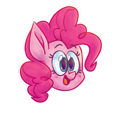 Size: 1024x1024 | Tagged: safe, artist:gektix, imported from derpibooru, pinkie pie, earth pony, pony, blushing, bust, eyebrows, eyebrows visible through hair, female, happy, head only, lightly watermarked, mare, open mouth, open smile, outline, portrait, simple background, smiling, solo, transparent background, watermark, white outline