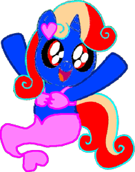 Size: 467x596 | Tagged: safe, artist:angrymetal, imported from derpibooru, oc, oc only, oc:angrymetal, mermaid, merpony, pony, unicorn, 1000 hours in ms paint, bra, clothes, female, filly, fish tail, foal, heart, hooves in air, horn, mermaidized, needs more saturation, simple background, smiling, species swap, tail, transparent background