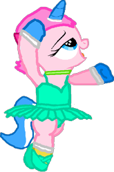 Size: 461x700 | Tagged: safe, artist:angrymetal, imported from derpibooru, pony, unicorn, ballerina, ballet, ballet slippers, bipedal, clothes, crossover, dancing, female, filly, foal, horn, lego, ponified, simple background, smiling, transparent background, unikitty, unikitty!