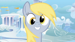 Size: 1920x1080 | Tagged: safe, artist:jitterbugjive, imported from derpibooru, derpy hooves, pegasus, pony, 2012, animated, blinking, bust, cloudsdale, cross-eyed, cute, derpabetes, derpylicious, female, grin, looking at you, mare, nostalgia, show accurate, smiling, smiling at you, solo, sound, talking, twilightlicious, wall eyed, webm, youtube link, youtube video