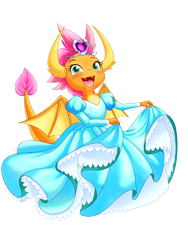 Size: 3000x4000 | Tagged: safe, artist:phoenixperegrine, imported from twibooru, smolder, dragon, clothes, cute, digital art, dragoness, dress, fangs, female, happy, image, jewelry, looking at you, open mouth, patreon, patreon exclusive, patreon reward, png, princess smolder, simple background, smolderbetes, solo, tiara, transparent background