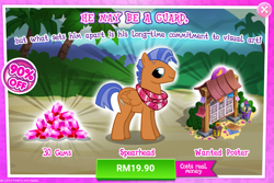 Size: 1031x688 | Tagged: safe, imported from derpibooru, spearhead, pegasus, advertisement, clothes, costs real money, gameloft, gem, male, official, sale, scarf, stallion