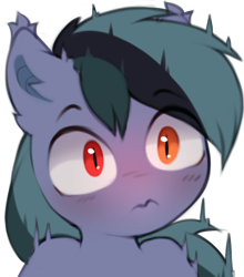 Size: 540x613 | Tagged: safe, artist:astralblues, imported from derpibooru, oc, oc only, oc:scrimmy, bat pony, pony, bat pony oc, ear fluff, heterochromia, male, shocked, shocked expression, simple background, solo, stallion, surprised, transparent background