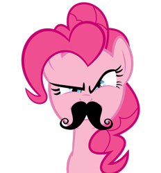 Size: 2357x2545 | Tagged: safe, artist:goblinengineer, imported from derpibooru, pinkie pie, earth pony, pony, facial hair, female, high res, looking at you, mare, moustache, simple background, solo, transparent background, vector