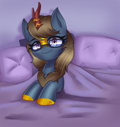 Size: 3600x3800 | Tagged: safe, artist:opal_radiance, imported from derpibooru, oc, oc:sarsaparilla strap, kirin, pony, commission, glasses, solo, your character here