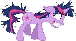 Size: 3347x1792 | Tagged: safe, artist:sakatagintoki117, imported from derpibooru, twilight sparkle, pony, unicorn, .svg available, female, mare, messy mane, messy tail, simple background, solo, tail, transparent background, twilight snapple, unicorn twilight, vector