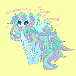 Size: 1134x1134 | Tagged: safe, artist:batthsalts, imported from derpibooru, princess celestia, alicorn, pony, dialogue, lidded eyes, smiling, solo, sparkles, spread wings, wings