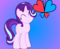 Size: 400x328 | Tagged: safe, imported from derpibooru, starlight glimmer, butterfly, profile picture, smiling