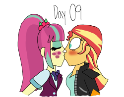 Size: 2556x2000 | Tagged: safe, artist:ktd1993, imported from derpibooru, sour sweet, sunset shimmer, human, equestria girls, 9, blushing, female, kiss on the lips, kissing, lesbian, shipping, simple background, sourshimmer, transparent background