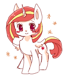 Size: 450x521 | Tagged: safe, artist:tsukuda, imported from derpibooru, oc, oc:poniko, alicorn, pony, blushing, smiling, solo