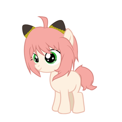 Size: 2000x2000 | Tagged: safe, artist:aidayinyoudeduolushou, imported from derpibooru, earth pony, pony, anime, anya forger, female, filly, foal, ponified, simple background, solo, spy x family, white background