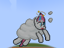 Size: 1280x961 | Tagged: safe, artist:clevercloud2022pl, imported from derpibooru, zipp storm, pegasus, pony, circling stars, cloud, crash, dizzy, female, g5, mare, my little pony: a new generation, pixel art, solo, stuck, stuck in a cloud
