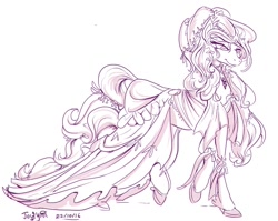 Size: 1009x804 | Tagged: safe, artist:jowyb, imported from derpibooru, earth pony, pony, 2016, clothes, dress, female, mare, monochrome, old art, solo