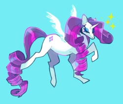 Size: 500x423 | Tagged: safe, artist:batthsalts, imported from derpibooru, rarity, alicorn, pony, alicornified, eyes closed, flying, race swap, raricorn, solo, sparkles, spread wings, wings