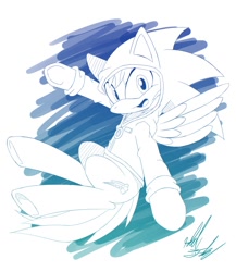 Size: 1215x1400 | Tagged: safe, artist:fuzon-s, imported from derpibooru, rainbow dash, pegasus, pony, clothes, flying, gradient lineart, hoodie, looking at you, monochrome, open mouth, open smile, sketch, smiling, solo, sonic the hedgehog, sonic the hedgehog (series), style emulation, underhoof, yuji uekawa style