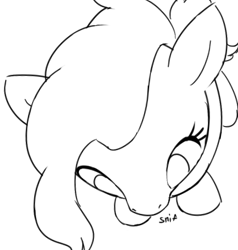 Size: 461x484 | Tagged: safe, artist:wenni, grace manewitz, earth pony, pony, female, mare, monochrome, simple background, sniffing, top down