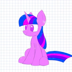 Size: 2048x2048 | Tagged: safe, artist:huodx, twilight sparkle, pony, unicorn, female, mare, simple background, sitting, sketch, smiling, unicorn twilight