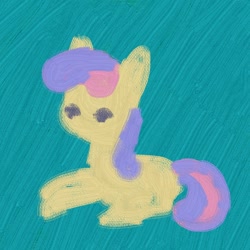 Size: 1000x1000 | Tagged: safe, artist:omelettepony, bon bon, sweetie drops, earth pony, pony, female, lying down, mare, painting