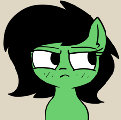 Size: 1064x1056 | Tagged: safe, artist:wafflecakes, oc, oc:filly anon, earth pony, pony, female, filly, frown, looking away, mare, simple background