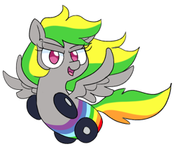 Size: 1280x1086 | Tagged: safe, artist:wafflecakes, oc, oc only, oc:wheely bopper, original species, pegasus, pony, female, mare, open mouth, simple background, smiling, spread wings, transparent background, wings