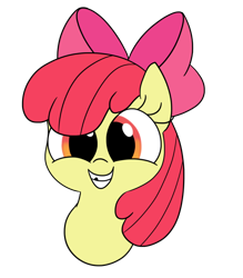 Size: 1216x1389 | Tagged: safe, artist:wafflecakes, apple bloom, earth pony, pony, bow, chipped tooth, female, filly, mare, simple background, smiling, transparent background
