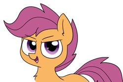 Size: 1280x857 | Tagged: safe, artist:wafflecakes, scootaloo, pegasus, pony, chest fluff, female, filly, mare, open mouth, simple background, smiling, transparent background