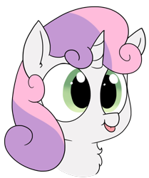 Size: 1214x1454 | Tagged: safe, artist:wafflecakes, sweetie belle, pony, unicorn, chest fluff, female, filly, mare, simple background, smiling, tongue out, transparent background