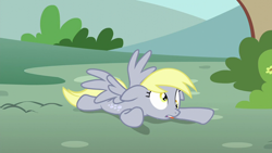 Size: 1280x720 | Tagged: safe, imported from derpibooru, screencap, derpy hooves, pegasus, pony, no second prances, season 6, derp, female, mare, solo, tongue out