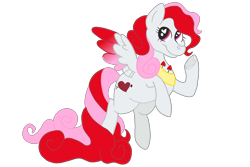 Size: 5250x3500 | Tagged: safe, artist:chewy-tartz, artist:fluffernutters16, imported from derpibooru, oc, oc only, oc:lovestruck, pegasus, arrow, bow, flying, heart, heart eyes, long mane, long tail, redesign, simple background, smiling, solo, tail, transparent background, two toned mane, wingding eyes