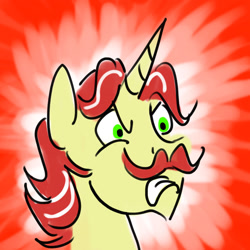 Size: 1280x1280 | Tagged: safe, artist:horsesplease, imported from derpibooru, flam, unicorn, angry, doodle, facial hair, male, moustache, rage, solo, stallion