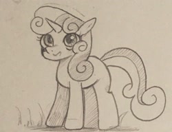Size: 2048x1573 | Tagged: safe, artist:yuka_mono195, imported from derpibooru, sweetie belle, pony, unicorn, female, filly, foal, horn, solo, traditional art