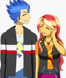 Size: 1028x1222 | Tagged: safe, artist:grayeyescrying, imported from derpibooru, flash sentry, sunset shimmer, human, equestria girls, female, flashimmer, male, shipping, straight