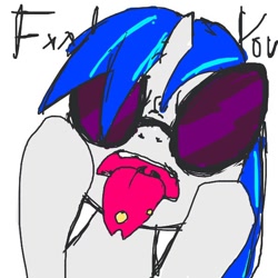 Size: 600x600 | Tagged: safe, artist:um89s, artist:ume89s, imported from derpibooru, dj pon-3, vinyl scratch, pony, unicorn, censored, female, glasses, horn, mare, open mouth, piercing, solo, tongue out, tongue piercing, vinyl's glasses, vulgar