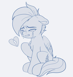Size: 1280x1348 | Tagged: safe, artist:joaothejohn, imported from derpibooru, oc, oc only, pegasus, pony, chest fluff, crying, cute, heartbreak, pegasus oc, sad, simple background, sketch