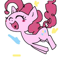 Size: 600x600 | Tagged: safe, artist:um89s, artist:ume89s, imported from derpibooru, pinkie pie, earth pony, pony, ^^, eyes closed, female, heart tongue, mare, open mouth, open smile, simple background, smiling, solo, white background