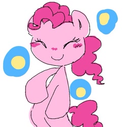 Size: 600x600 | Tagged: safe, artist:um89s, artist:ume89s, imported from derpibooru, pinkie pie, earth pony, pony, ^^, bipedal, eyes closed, female, mare, simple background, smiling, solo, white background