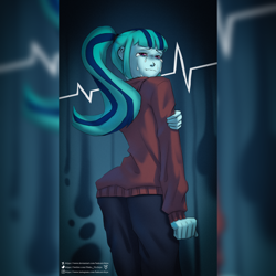 Size: 4000x4000 | Tagged: safe, artist:haku nichiya, imported from derpibooru, sonata dusk, human, equestria girls, sad, solo