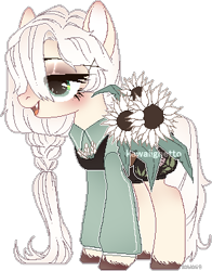 Size: 296x378 | Tagged: safe, artist:kawaiighetto, imported from derpibooru, oc, oc only, earth pony, pony, bedroom eyes, clothes, earth pony oc, flower, simple background, smiling, solo, transparent background, unshorn fetlocks