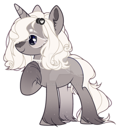 Size: 1024x1098 | Tagged: safe, artist:babyhoshii, imported from derpibooru, oc, oc only, pony, unicorn, base used, deviantart watermark, ear fluff, horn, obtrusive watermark, raised hoof, simple background, smiling, solo, transparent background, unicorn oc, unshorn fetlocks, watermark