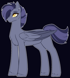 Size: 1128x1256 | Tagged: safe, artist:purplegrim40, imported from derpibooru, oc, oc:rock star, pegasus, pony, chest fluff, colored wings, dark background, female, mare, offspring, parent:limestone pie, parent:thunderlane, pegasus oc, two toned wings, wings