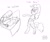 Size: 1280x1080 | Tagged: safe, artist:boxybrown, pinkie pie, oc, oc:anon, earth pony, human, pony, bipedal, boxybrown, computer, dialogue, drawing, female, mare, monochrome, open mouth, sketch